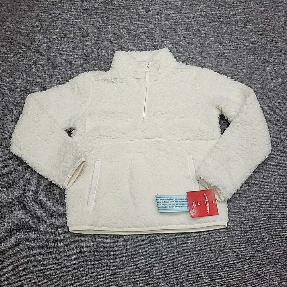 Wondershop Boys Girls Pajama Pullover Sherpa Sweatshirt Sweater Medium 8 White